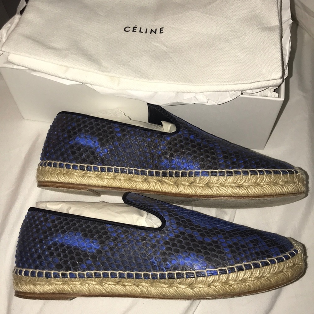 Cline Cobalt Blue And Black Python Espadrilles - image 3